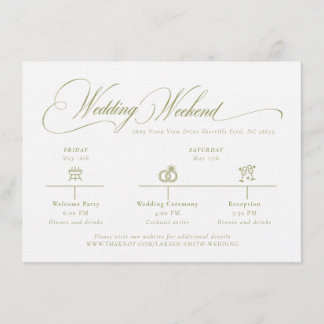 Olive Gree Monogram Wedding Details Enclosure Card エンクロージャーカード