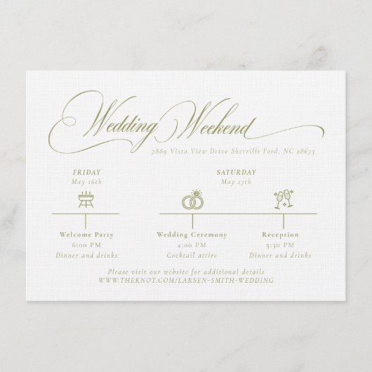 Olive Gree Monogram Wedding Details Enclosure Card エンクロージャーカード (正面)