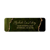 Olive Green Agate Script Wedding Return Address ラベル (正面)