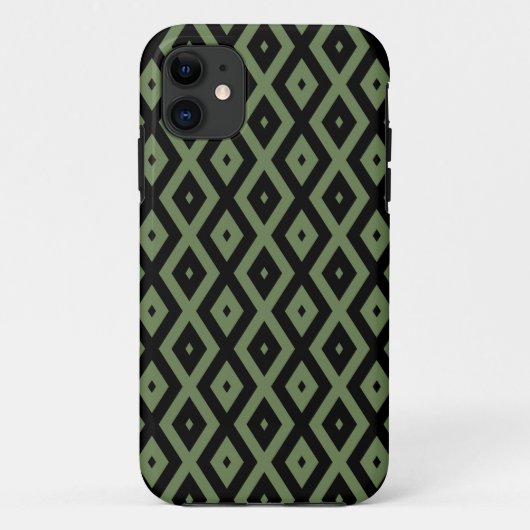 Olive green and black diamond pattern Case-Mate iPhoneケース (裏面)
