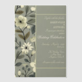 Olive Green and Champagne Floral Framed  Wedding ベラム紙招待状 (正面)