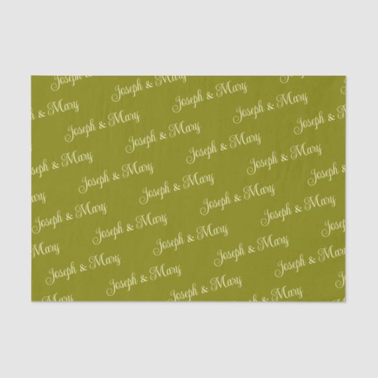 Olive Green And Elegant Cream Script Boho Wedding 薄葉紙 (正面)
