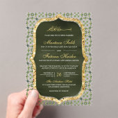 Olive Green and Gold Moroccan Tile Islamic Wedding アクリル招待状 (インサイチュ (ポータブル))