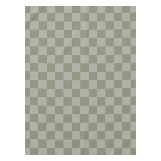 Olive Green and Gray Checkered Pattern Design テーブルクロス (正面)