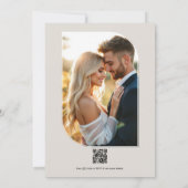 Olive Green and Neutral Floral Wedding QR Code 招待状 (裏面)