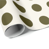 Olive Green and Old Lace Polka Dot Pattern ラッピングペーパー (ロールコーナー)