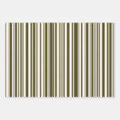 Olive Green and Old Lace Polka Dots and Stripes ラッピングペーパーシート (正面2)