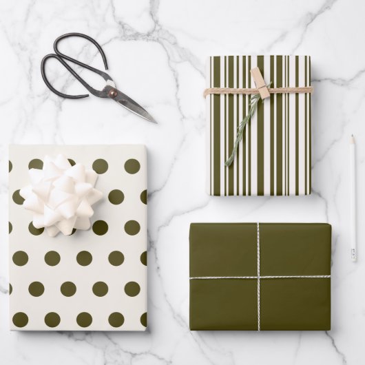 Olive Green and Old Lace Wrapping Paper Sheets     ラッピングペーパーシート (正面)
