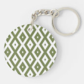 Olive green and white diamond pattern キーホルダー (裏面)
