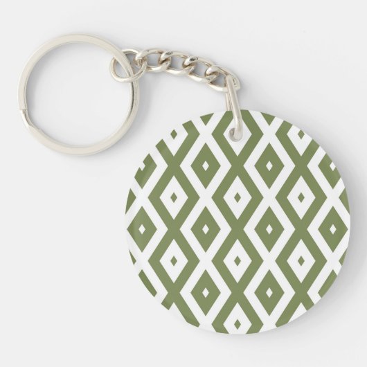 Olive green and white diamond pattern キーホルダー (正面)