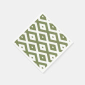 Olive green and white diamond pattern スタンダードカクテルナプキン (角)