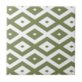Olive green and white diamond pattern タイル