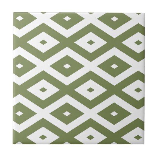 Olive green and white diamond pattern タイル (正面)