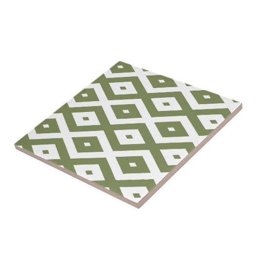 Olive green and white diamond pattern タイル (側面)