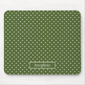 Olive Green And White Polka Dots With Name マウスパッド (正面)