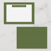 Olive Green And White Polka Dots With Text ノートカード (正面/裏面)