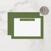 Olive Green And White Polka Dots With Text ノートカード (正面/裏面インサイチュ)