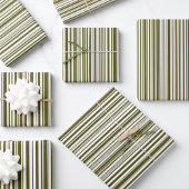 Olive Green and Yellow Barcode Stripes Giftwrap ラッピングペーパーシート