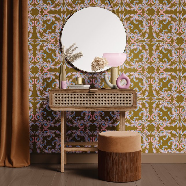 Olive Green Baroque Ornamental Design 壁紙 (クリエイターアップロード済み)