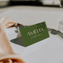 Olive Green Beige Old Money Wedding Place Cards テーブルナンバー