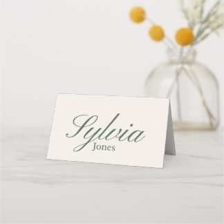 Olive green Beige Wedding folded place cards  プレイスカード