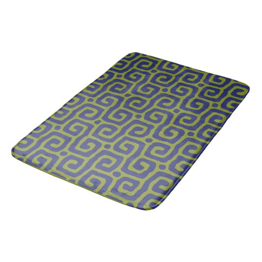 Olive Green &blue Abstract pattern バスマット (アングル)