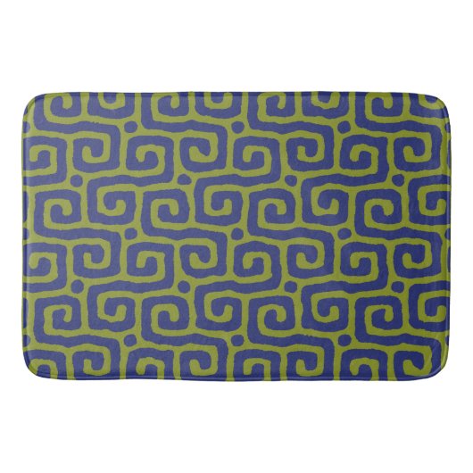 Olive Green &blue Abstract pattern バスマット (正面)