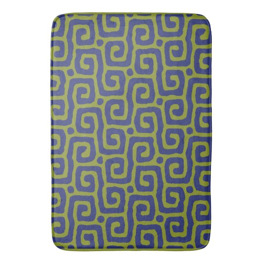 Olive Green &blue Abstract pattern バスマット (正面縦)