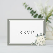 Olive Green Border Elegant Menu Choice RSVP Card (スタンド正面)