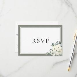 Olive Green Border Elegant Menu Choice RSVP Card