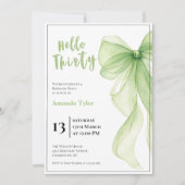 Olive Green Bow 30th Birthday Invitation 招待状 (正面)