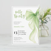 Olive Green Bow 30th Birthday Invitation 招待状 (スタンド正面)