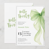 Olive Green Bow 30th Birthday Invitation 招待状 (正面/裏面)