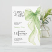 Olive Green Bow 40th Birthday Invitation 招待状 (スタンド正面)