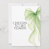 Olive Green Bow 40th Birthday Invitation 招待状 (裏面)