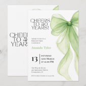 Olive Green Bow 40th Birthday Invitation 招待状 (正面/裏面)