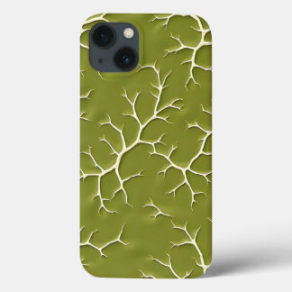 Olive Green Branch Pattern iPhone Case 13ケース