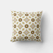 Olive Green & Brown Geometric Pattern Throw Pillow クッション (正面)
