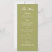 Olive Green Calligraphy Wedding Long Menu Card 招待状 (正面)