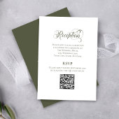Olive Green Calligraphy Wedding QR Code RSVP エンクロージャーカード