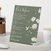 Olive Green Chinoiserie Floral Bar Menu Wedding 台座サイン (インサイチュ)