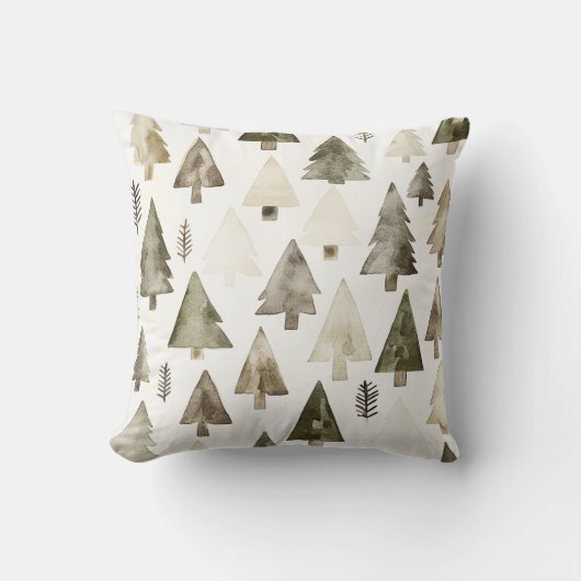 Olive Green Christmas Trees クッション (正面)