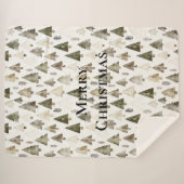 Olive Green Christmas Trees シェルパブランケット (正面(横))