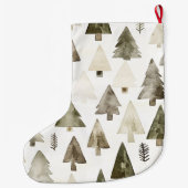 Olive Green Christmas Trees ラージクリスマスストッキング (裏面)