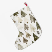 Olive Green Christmas Trees ラージクリスマスストッキング (裏面 (吊り時))