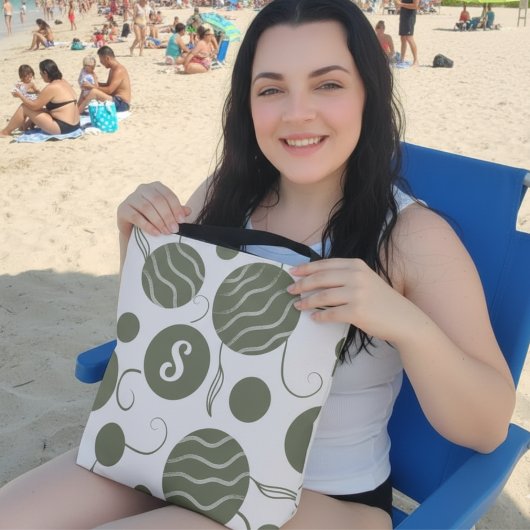 Olive Green Circles Monogram クロスボディバッグ