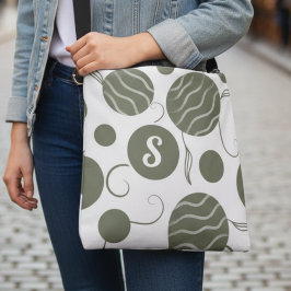 Olive Green Circles Monogram クロスボディバッグ