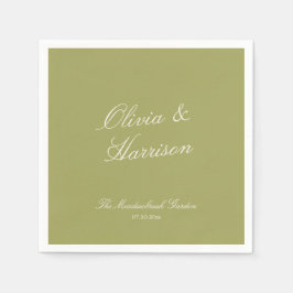 Olive Green Classic Wedding Napkins スタンダードカクテルナプキン
