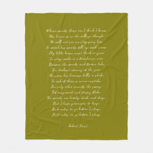 Olive Green Custom Poem Song Lyric Quote フリースブランケット (正面)