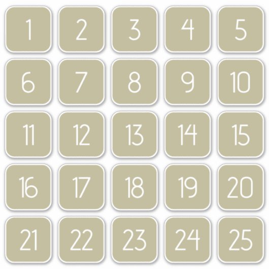 Olive Green Customizable Square Number Stickers  シール (正面)